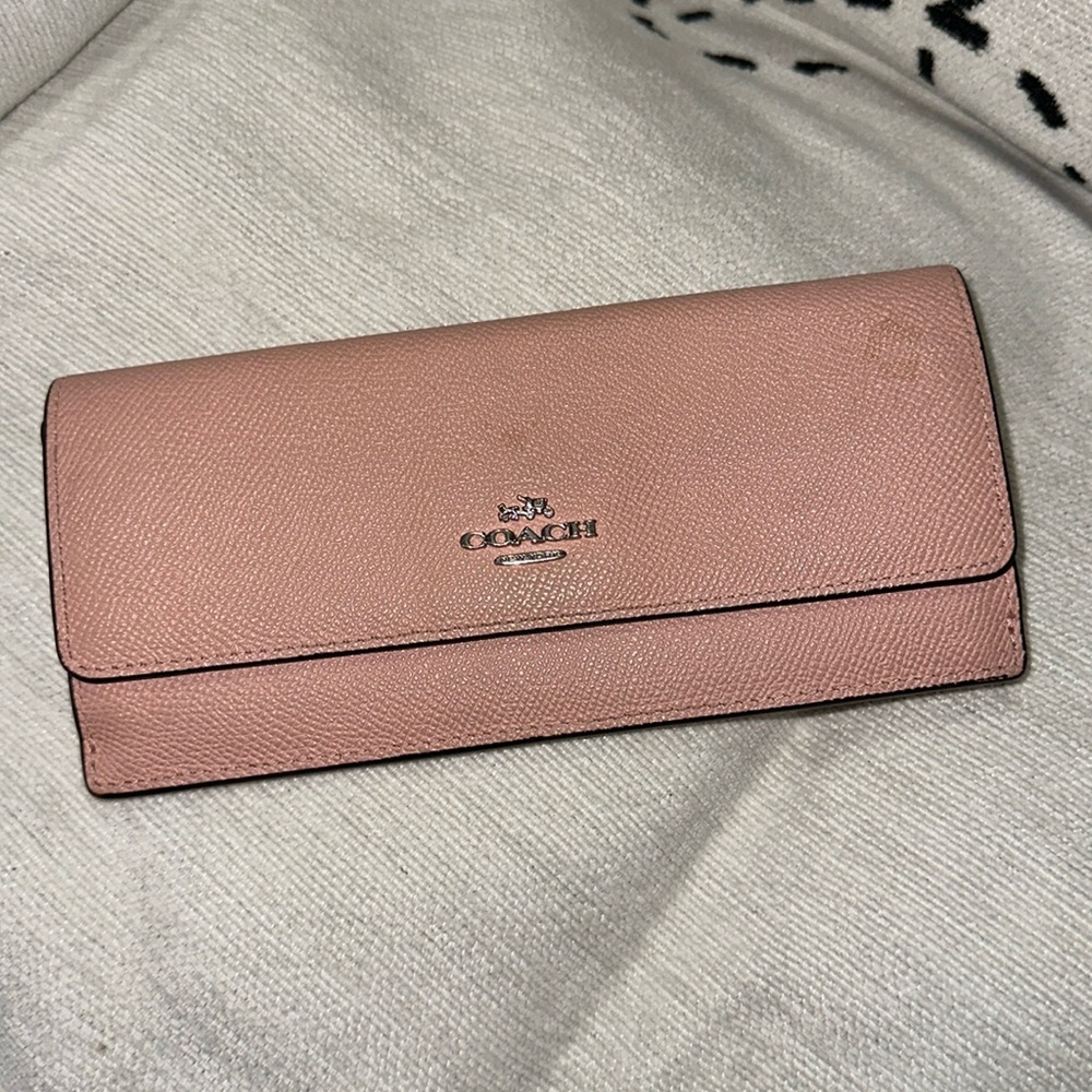 Coach pink and silver long wallet damaged